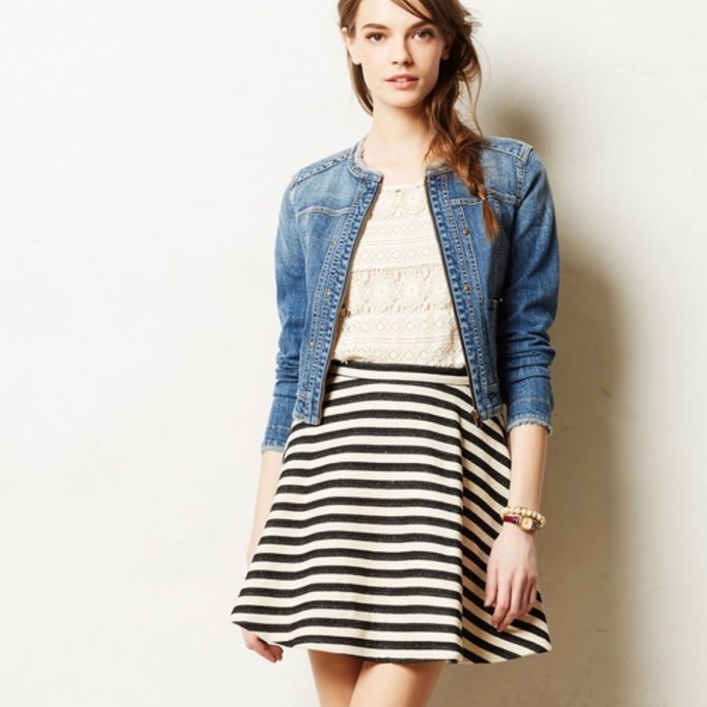Anthropologie Greylin Stripe Swing Skater Skirt - Picture 2 of 3